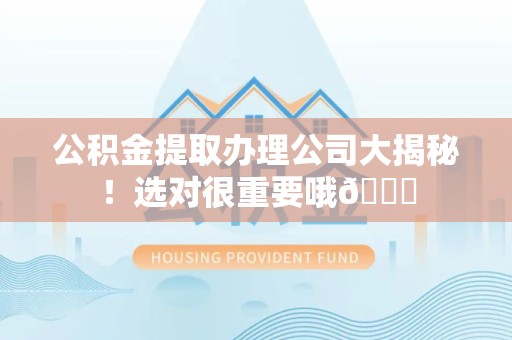 将乐公积金提取办理公司大揭秘！选对很重要哦😎